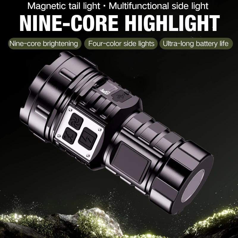 Mini Bright Flashlight Rechargeable Magnetic Clip Small Torch 12 Modes Multi-function Work Light Portable Outdoor Emergency Lamp