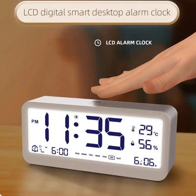 1pc Réveil Électronique LCD Étudiants Silencieux Température Humidité Calendrier Horloge Numérique Fonction Snooze Réveil Décoration Maison