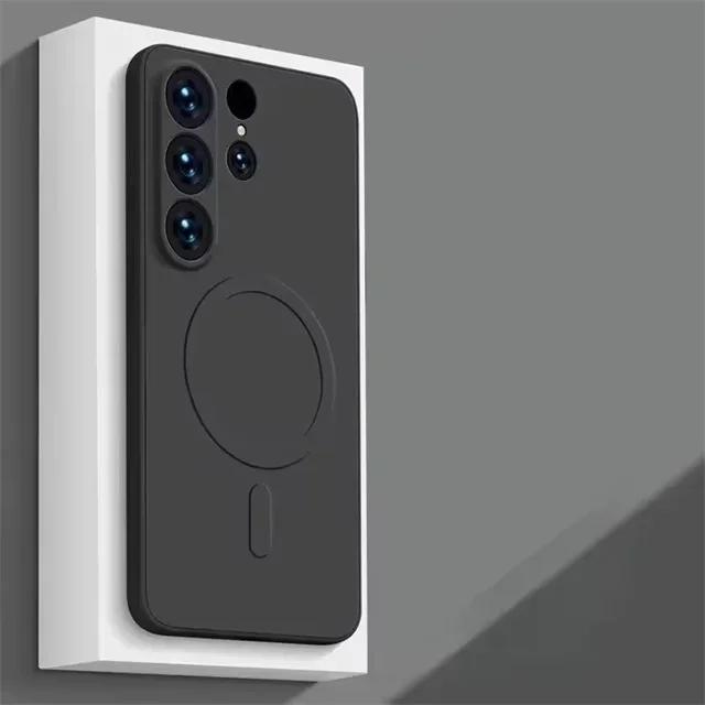 Magnetic Case For Samsung Galaxy S24 Ultra S22 S23 S21 Plus S25 FE Case For Magsafe Wireless Charge Luxury Soft Phone Cover
