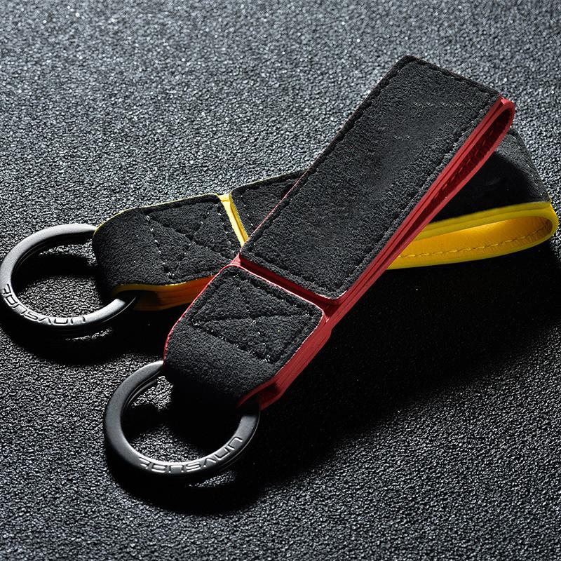 Suede Leather Car Vintage Keychain Zinc Alloy Key Ring For Toyota Hilux Aygo Yaris Ractis Corolla Camry CHR Auris Tacoma Cruiser