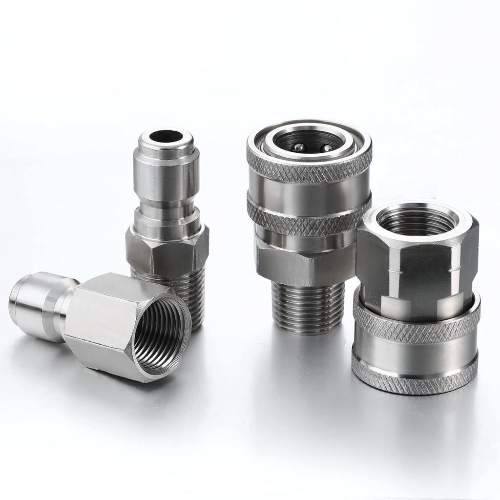 Stainless Steel NPT 3/8 Quick Connect Adapter Set for Pressure Washer and PA Bottle