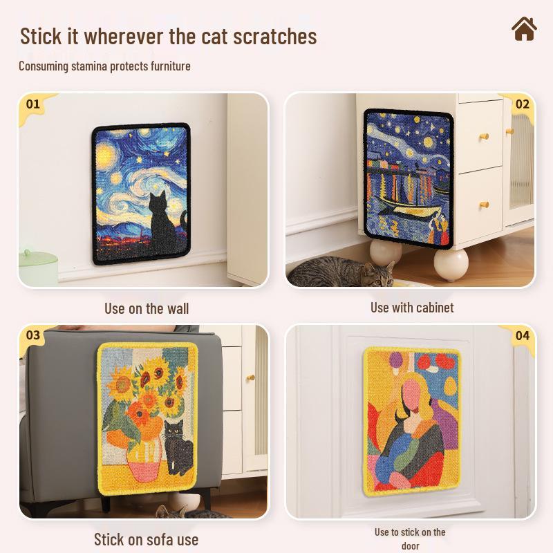 Kuangjiejian Wall-Mounted Hemp Cat Scratching Post - Durable, Scratch-Resistant, and Versatile Cat Toy