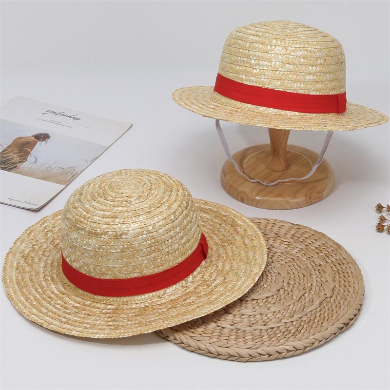 The same straw LYOS sun hat parent-child straw hat outfit plays the role of C sunscreen hat, anime PA hat, One Piece Luffy