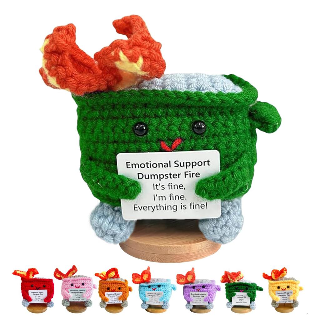 Emoční podpora Popelnice Oheň Panenka, Ručně Háčkovaný Emoční Podpora Popelnice Oheň Dárek, Rozkošná Háčkovaná Popelnice Oheň Pletací Hračka Dekorace na Stůl