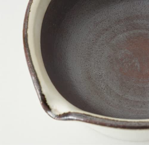 Kamoshika Douguten Large Mortar and Pestle, Made in Japan, Banko Ware Ceramic, Flat Bottom (Large Mortar and Pestle (Black))