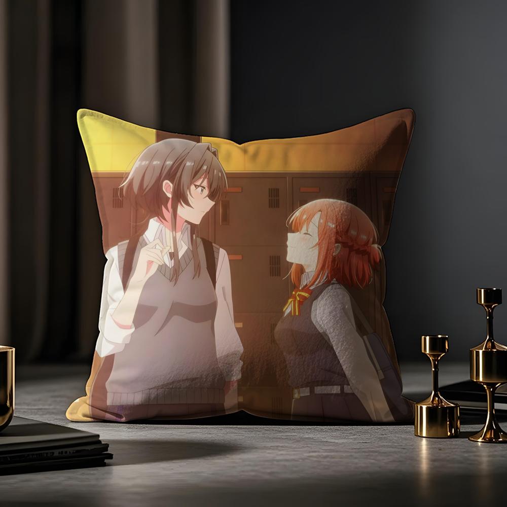 Hikikomari Kyuuketsuki No Monmon Cushion Cover Anti-dustmite Pillowcase Invisible Zipper Silky Short Plush Sofa Cushion Cover