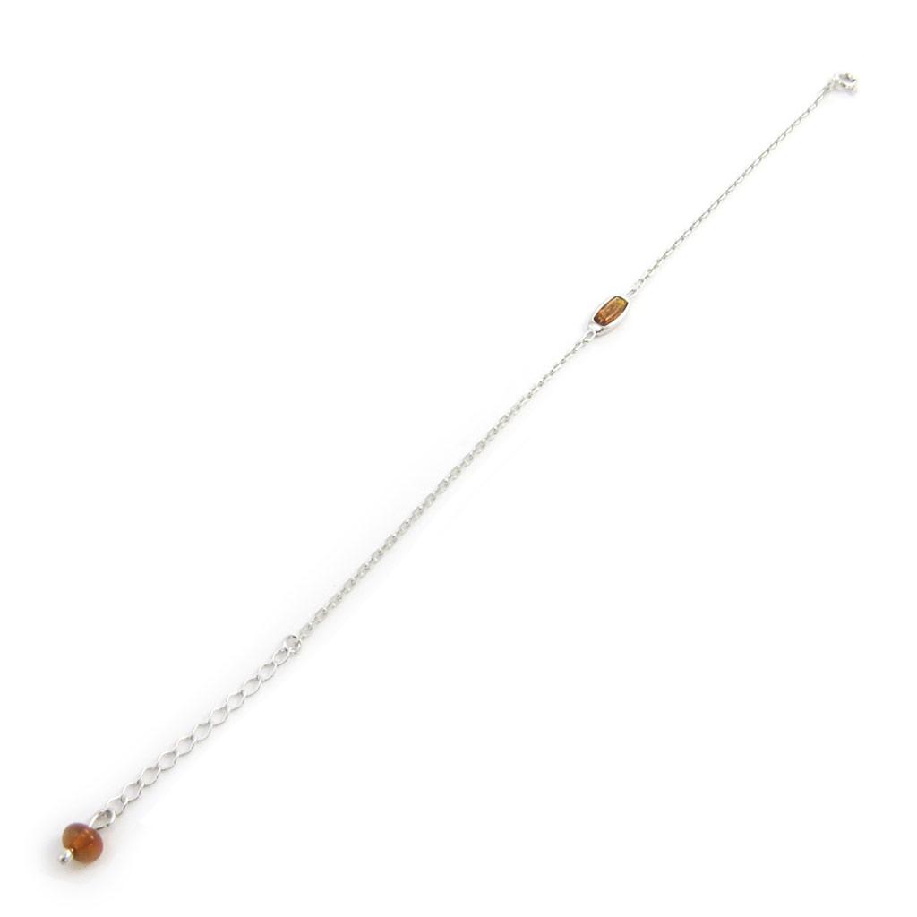 Les Trésors De Lily [N2507] - Silver Bracelet 'Inspiration' Amber Cognac (rhodium-plated) - 7x3 Mm