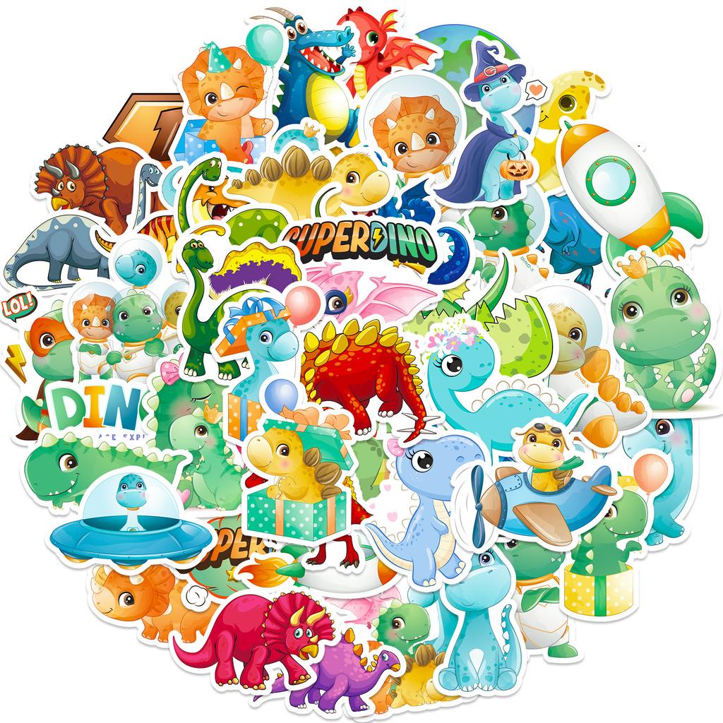 50 Cartoon Dinosaur Series Stickers Creative Cartoon Animals Q Version Dinosaur Graffiti Stickers Refrigerator Diy Stickers