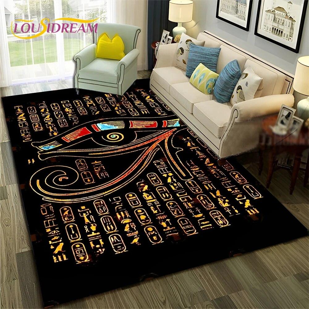 Ancient Egyptian Hieroglyphics Symbol Carpet Rug for Home Living Room Bedroom Sofa Doormat Decor,kid Area Rug Non-slip Floor Mat