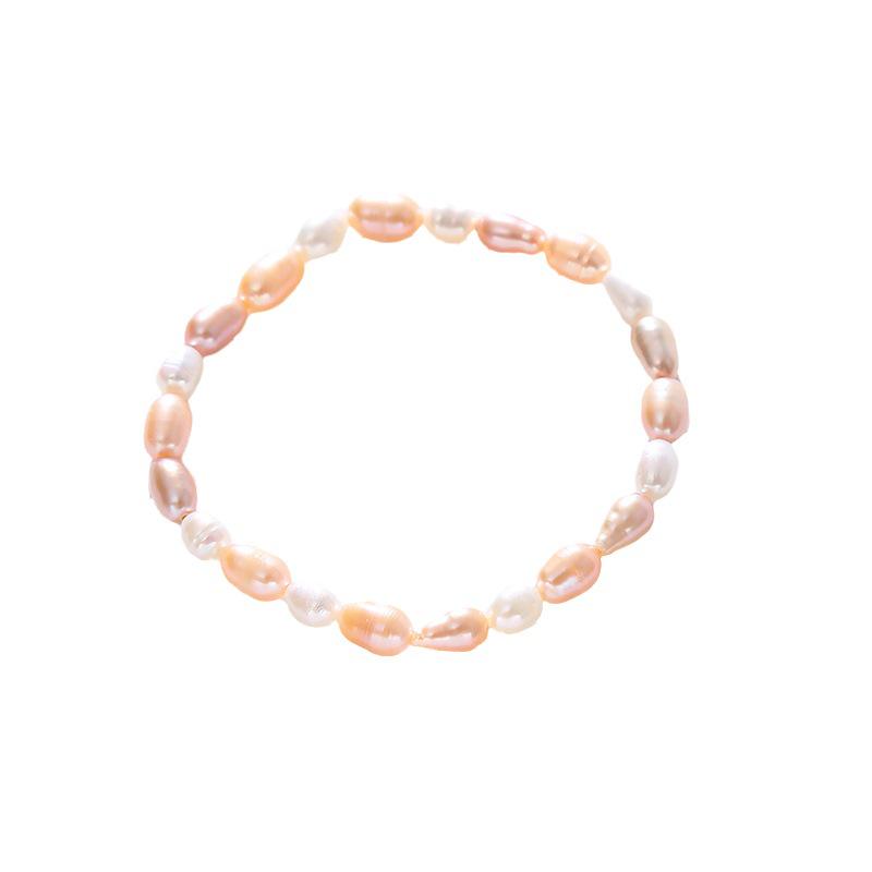 Colorful Elastic Freshwater Pearl Bracelet with Rice Beads - Perfect Promotional Gift for Women