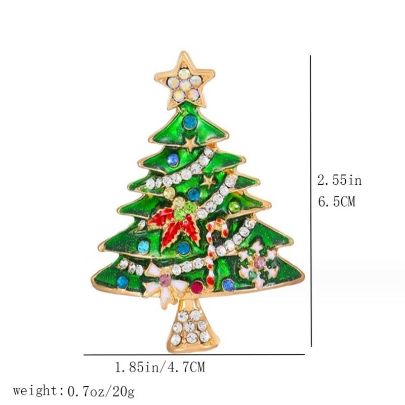 Rhinestones Christmas Crystal Jewelry Gifts Christmas Tree Pins Multi-Colored Christmas Brooch Pins Set for Women & Girl