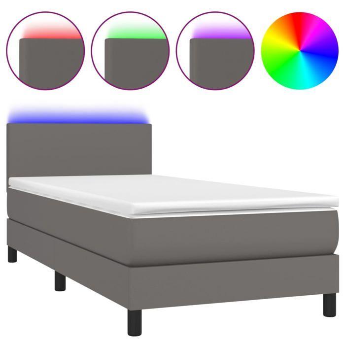 Maison Exclusive - Sommier à lattes de lit et matelas et LED Gris 90x190 cm