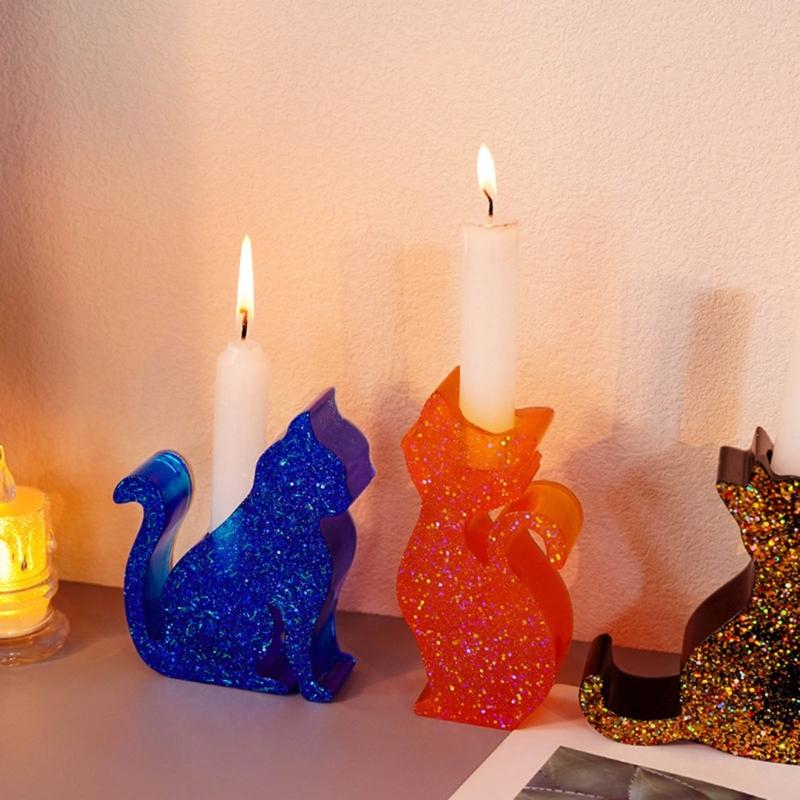 Kerzenhalter Harzformen Katzenform Kerzenständer Silikonform Einzigartiger Tierkerzenständer Epoxidgussform DIY Bastelarbeiten