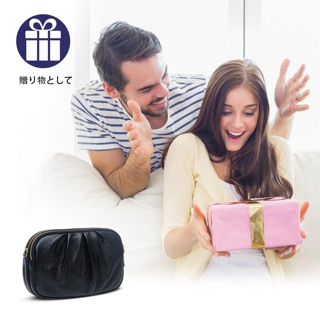 Large Capacity Wallet for Smartphone Wallet Genuine Smartphone Small Crossbody Leather Shoulder Black [FORRICA] Women, Pouch, Multi-function Pochette,