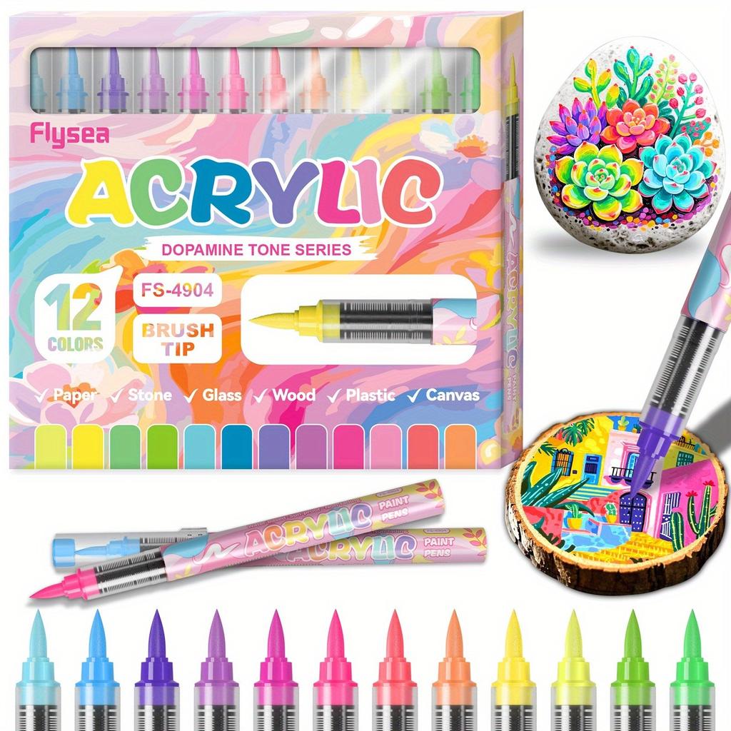 Zestaw markerów akrylowych w kolorach makaroników, na bazie wody, z automatycznym systemem kontroli atramentu, markery artystyczne w pisakach dla dorosłych i dzieci, prezent świąteczny