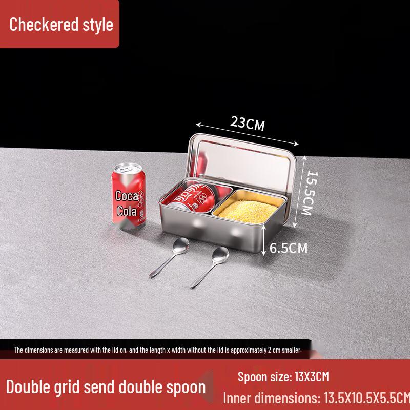 Stainless Steel Double Compartment Seasoning Box with Lid