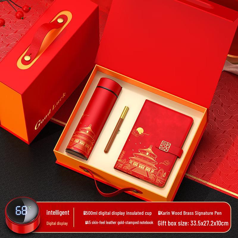 Mingzhanxuan National Trend Stainless Steel Tumbler Gift Set Pen, Notebook Gift Set