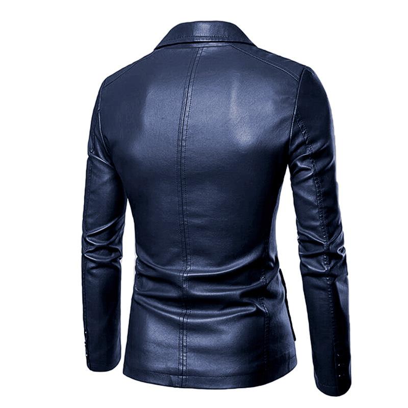 Korean Version Of European And American Men'S Pu Leather Jacket Spring And Autumn New Men'S Suit Collar Leather Jacket Men'S Leather Jacket