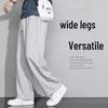 Men's 2024 Summer Gray Wide-Leg Sports Sweatpants - Thin, Loose, Casual Trousers for Teens