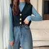 Korean-Style V-Neck Knit Vest for Women - Autumn/Winter Collection