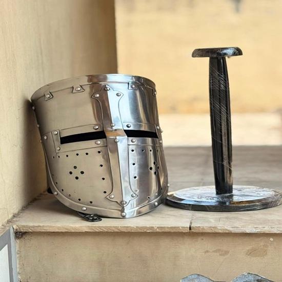 Medieval Steel Knight Helmet Barbuta Style Armor Gothic Crusader Cosplay LARP Battle Helmet