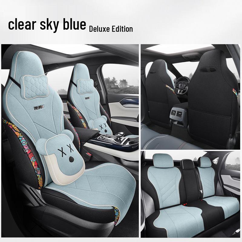 BYD Qin Plus All-Season Linen Cartoon Car Seat Cover