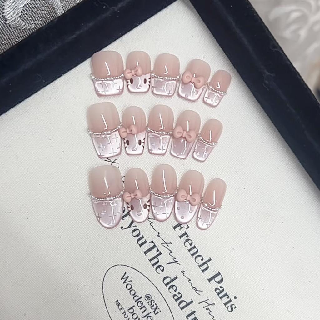 Handgewebte Rüstung Freche KT Katze Augen Handbemalt Reines und Süßes Temperament Aufhellender Nagelaufkleber