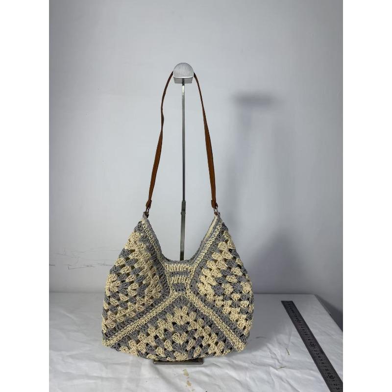 Summer Straw Woven Tote Bag for Women Large Capacity Hollow Beach Shoulder Handbag KTB
