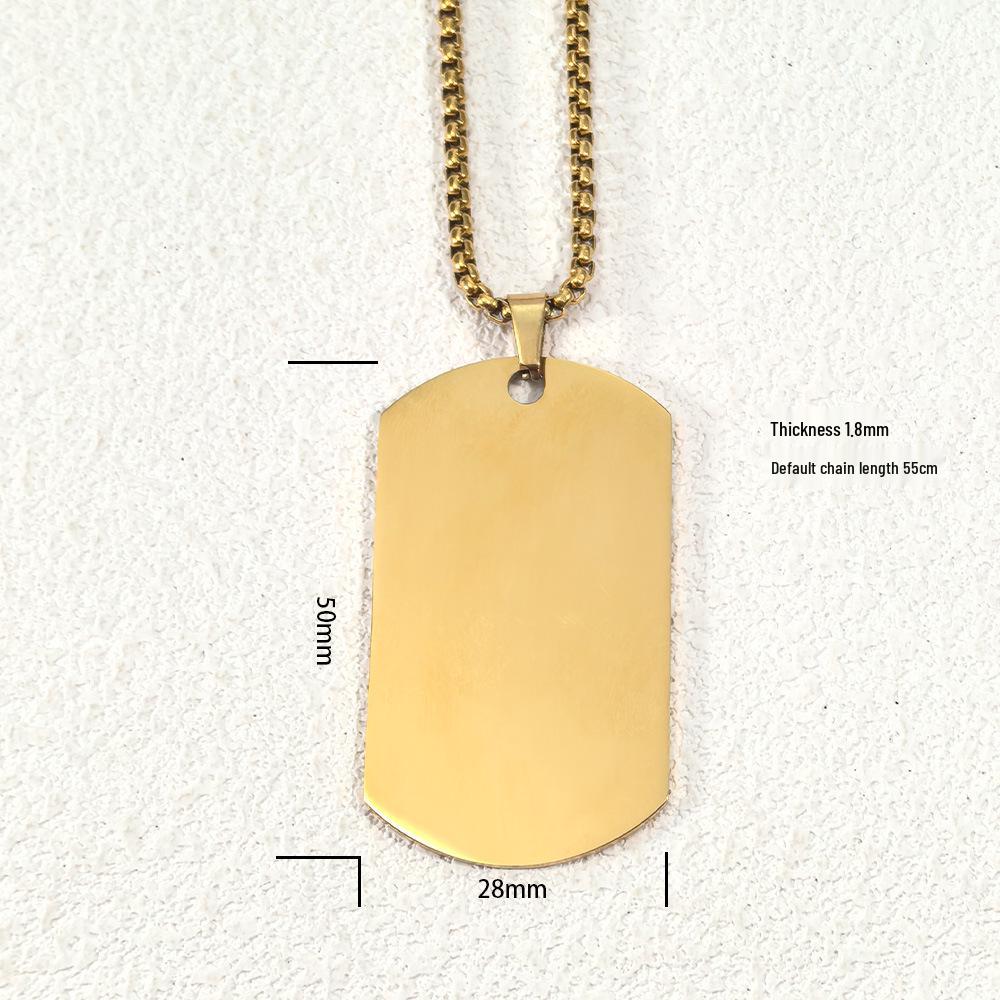 Mirror Polished Stainless Steel Engravable Military Dog Tag Pendant