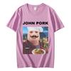 John Pork Funny Meme Tshirt Mens Women Fashion Oversized Cotton Tshirts Summer Casual Comfort Short Sleeve T Shirt Streetwear