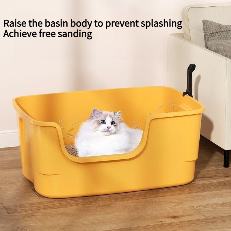 1PC cat litter box No. Splash-proof cat toilet Huge open cat litter box Extra large semi-closed kitten