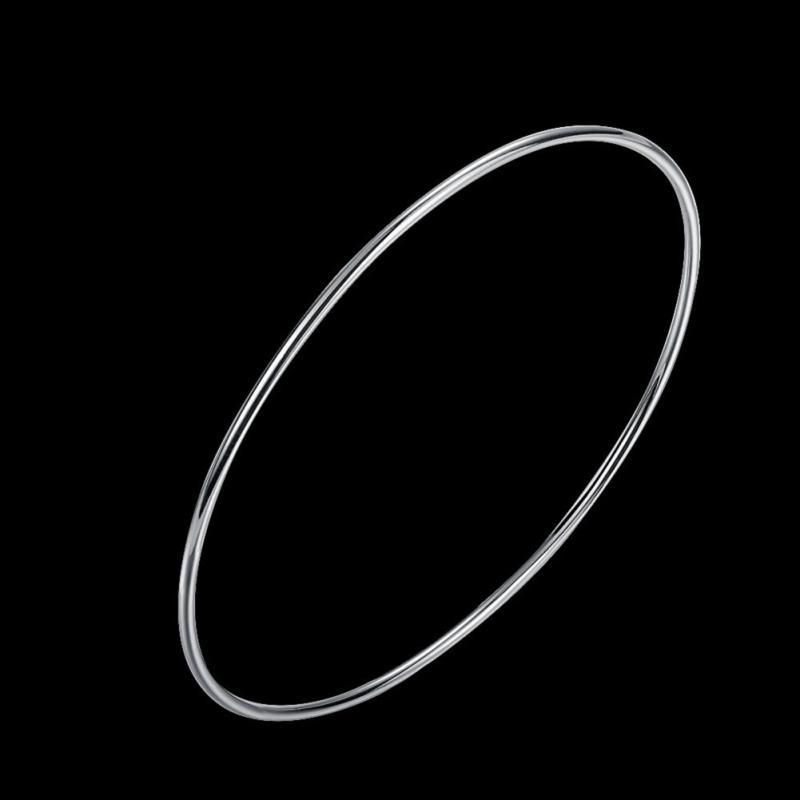 RUI RUI YU Women Bracelet Copper Plated Silver Simple Classic Style Single Circle Bracelet