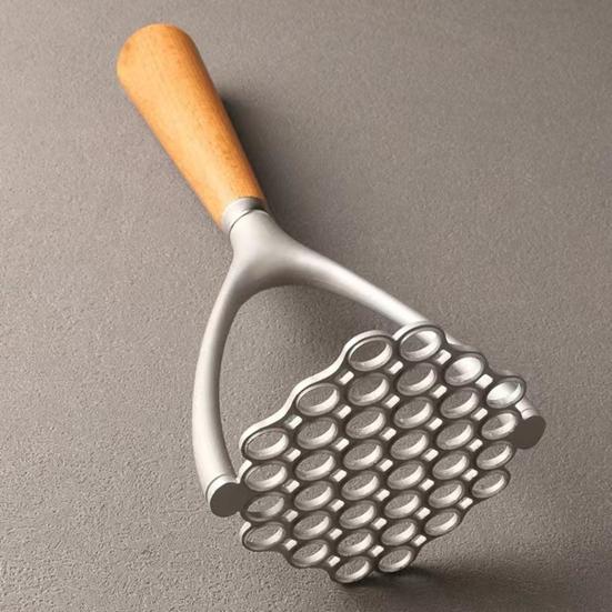 Kartoffelstampfer, 36 gleichmäßige Löcher, gleichmäßige Kraft, Kartoffelstampfer mit Holzgriff, Gemüse, Obst, manueller Stampfer, Küchenzubehör