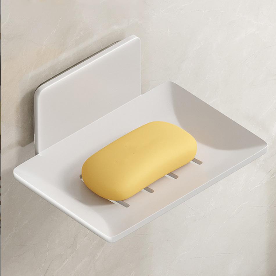 Detachable Soap Dish Holder Adhesive Black White Grey Aluminum Creative Lavatory Hand Wash Bathroom Shower Soap Holders Shelf