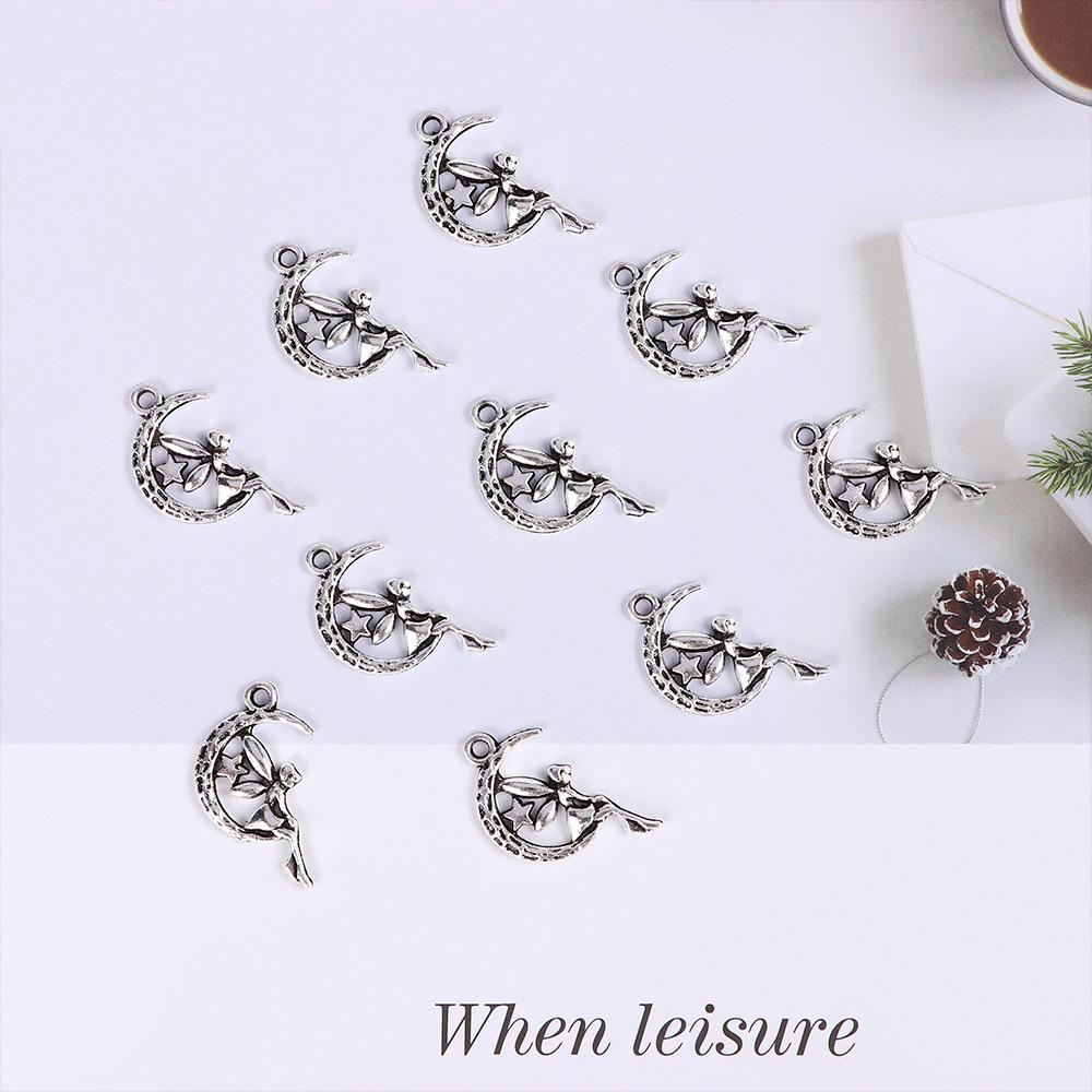 

10Pcs Pendants Moon Stars Jewelry Making Charms Accessories DIY Bracelet Necklace срібний