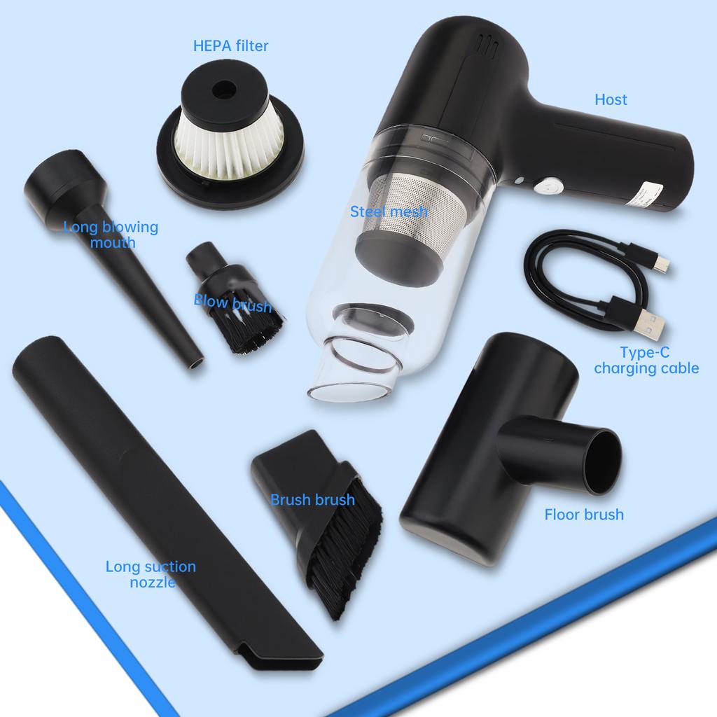 Mini Car Vacuum Cleaner, Handheld Vacuum Cordless,2 In 1 Rechargeable Vacuum Cleaner & Blower with 5500Pa Dust Buster for Car Home