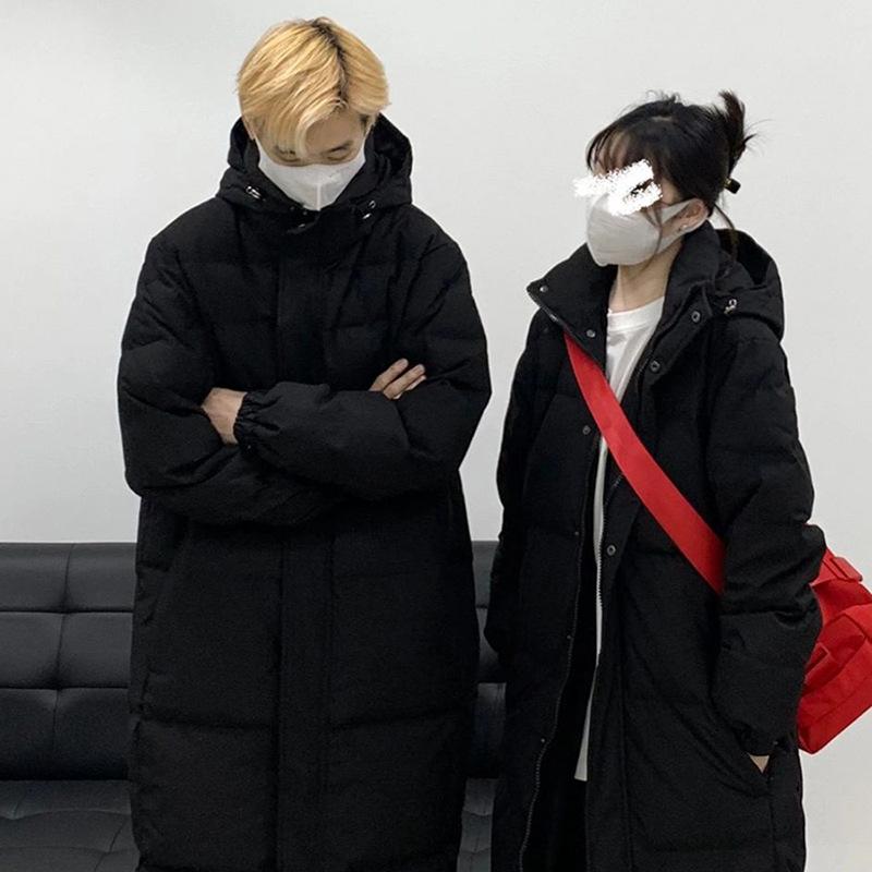 

Китайская опера утолщенный пуховик женский длинный модный утолщенный с капюшоном выше колена студенческий ветрозащитный серебряный ион студенческая куртка для пары XS чёрный