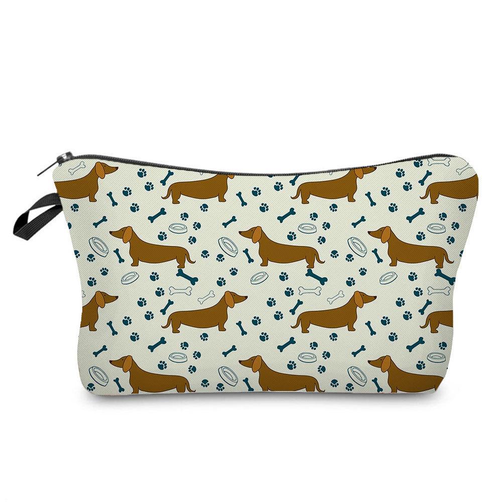 Women Dog Print Cosmetic Bag Toiletries Organize Travel Storage Case 6357 CLE