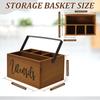 Wooden Tableware Storage Box with Handle and 4 Compartment Portable Silverware Storage Organization Box for Kitchen Counter
