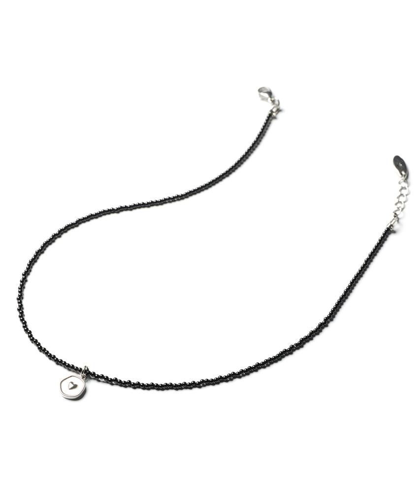 Polalita Mini Black Heart Charm Necklace (Plt-Nl-050_Bk)