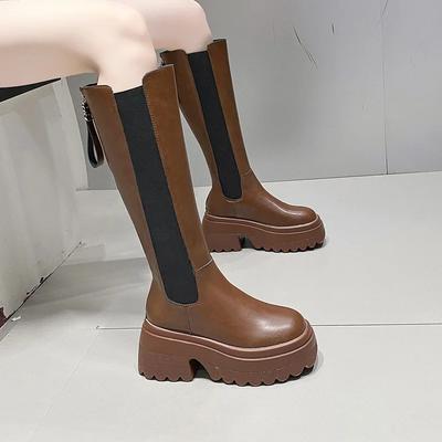 Fashion 8.5cm Heel Winter High Boots For Women Fashion Thick Bottom Long Boots Female Elegant Thick Bottom Women's Knight Bootties