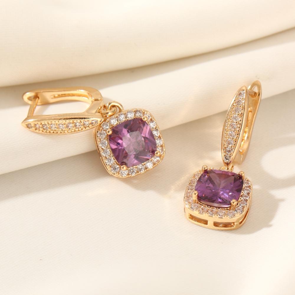 1 Paar modische quadratische baumelnde Ohrringe für Frauen, Zirkonia, Schmuck für den täglichen Gebrauch, Hochzeits- und Party-Accessoires