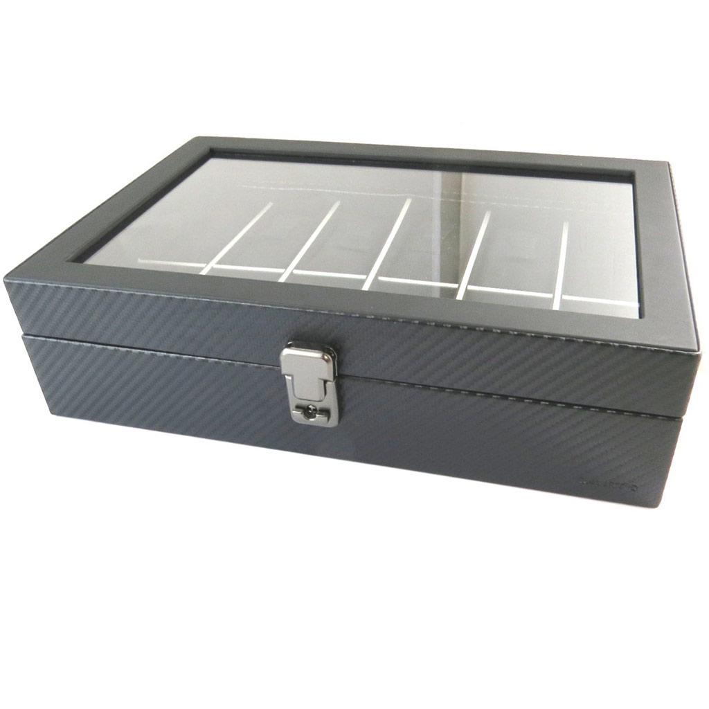 Davidt's [N9384] - Černá krabička na hodinky 'Graphite Design' (12 hodinek) - 31,5x21x8. 5 cm