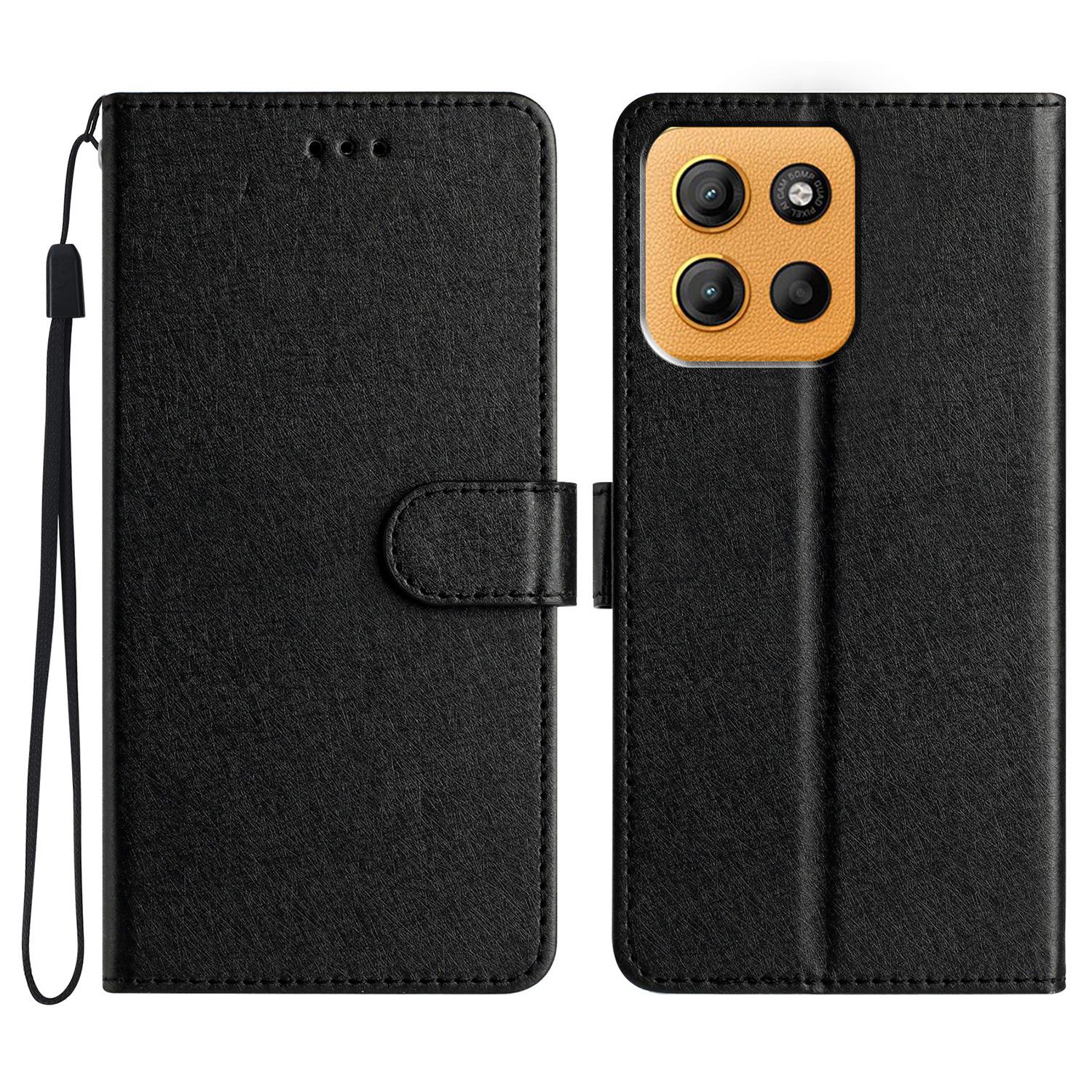 

For Motorola Moto G15 4G Wallet Case Leather Folio Phone Cover Magnetic Clasp Black