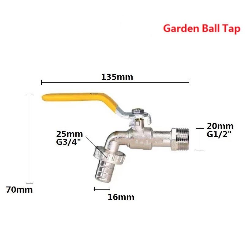 Garden Home Faucet Adapter Metal Tap 1/2'' IBC Water Tank Connector 2-Way 1-Way Irrigation Joint Replacement Fitting Ball Valve