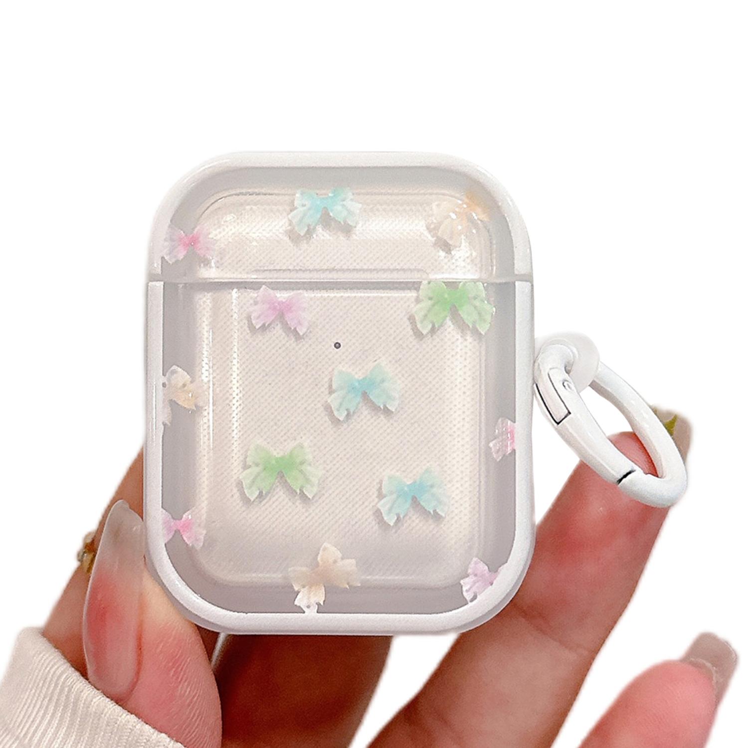 

For Apple Airpods with Charging Case (2016) (2019)/Wireless Charging Case (2019) TPU Protective Cover with Buckle Butterfly
