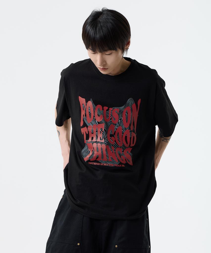 Nasttingijeubeleoldaenmi Geometry Lettering Tee_Black