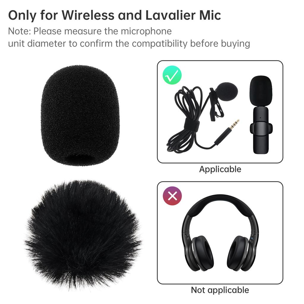 10pcs Lavalier Mic Furry Muffs Foam Windscreens Mini Microphone Universal Fit Wind Noise Reduction Accessory Kit