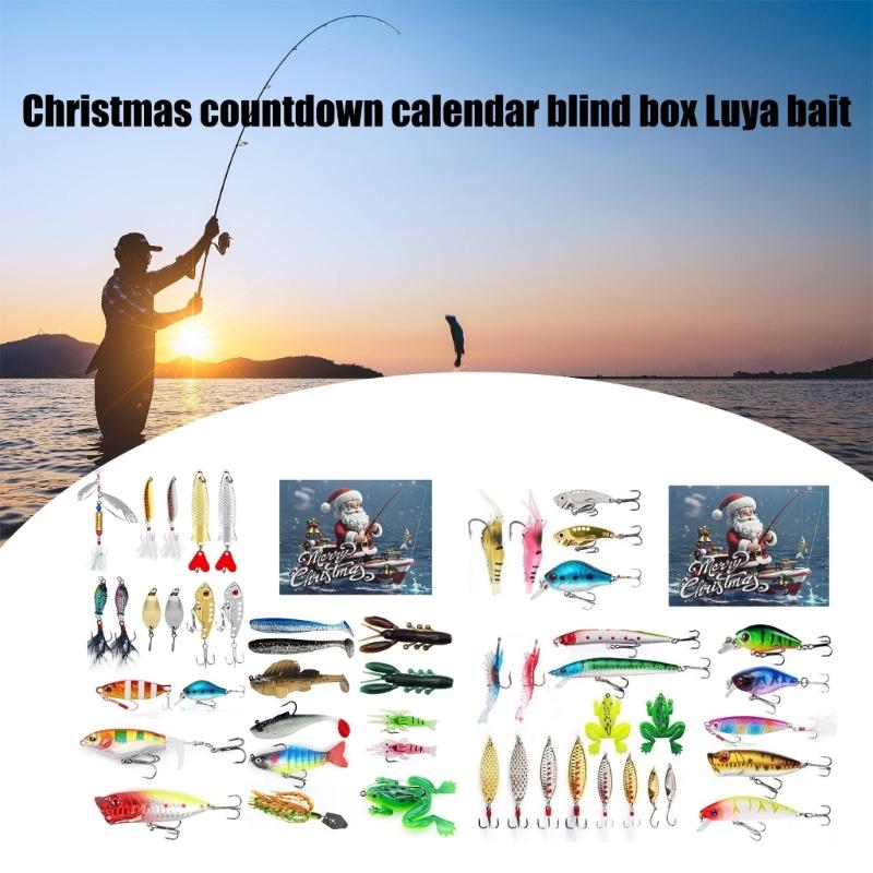 24Pcs Fishing Tackle Advent Calendar Fishing Lure Swimbaits Artificial Hard Baits Christmas Gift for Dad & Fishing Lover