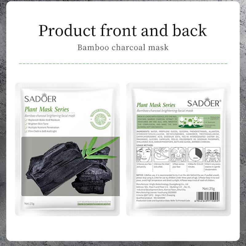 Maschera al Carbone di Bambù 25g SADOER Ringiovanimento della Pelle Idratante Idratante Maschera Idratante